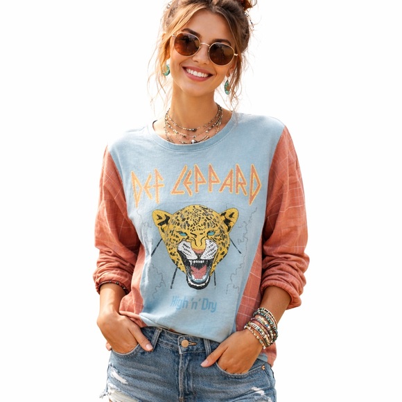 herding boho Tops - Upcycled graphic tee flannel festival top